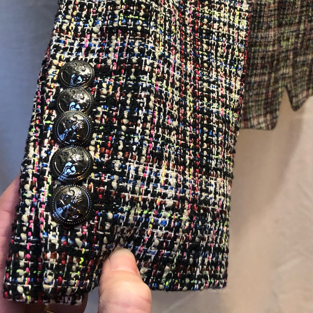 NWT Bloomingdale’s LINI Colorful Tweed Double Breasted Blazer - Picture 5 of 8